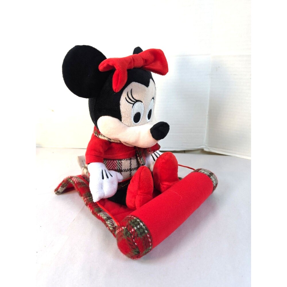 Singing Minnie Mouse w/Sled KCare, Disney Christmas Plush Tested, Works
